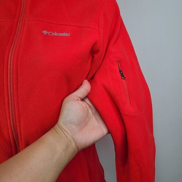 Columbia Red Orange Fleece Full Zip Winter Jacket - Picture 4 of 8